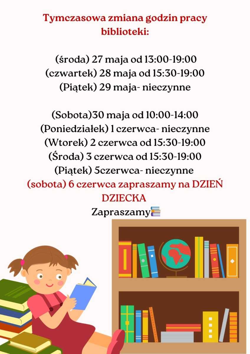 plakat godziny biblioteka